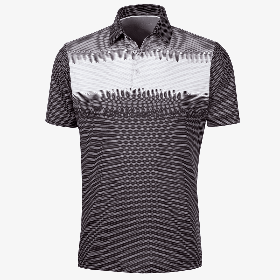 Mo is a Breathable short sleeve golf shirt for Men in the color Black/White/Sharkskin(0)