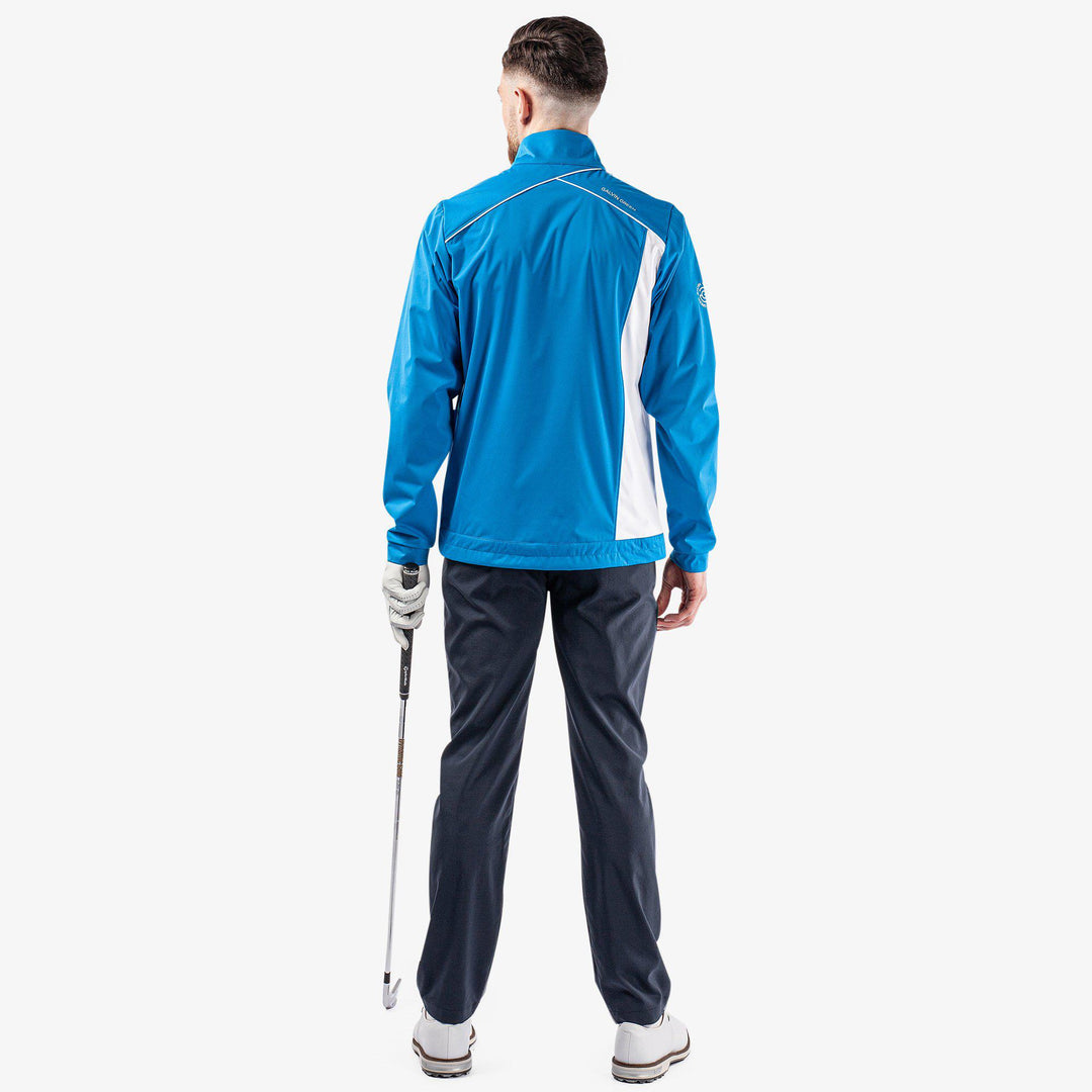 Lucien is a Windproof and water repellent jacket for  in the color Blue/White/Cool Grey(9)