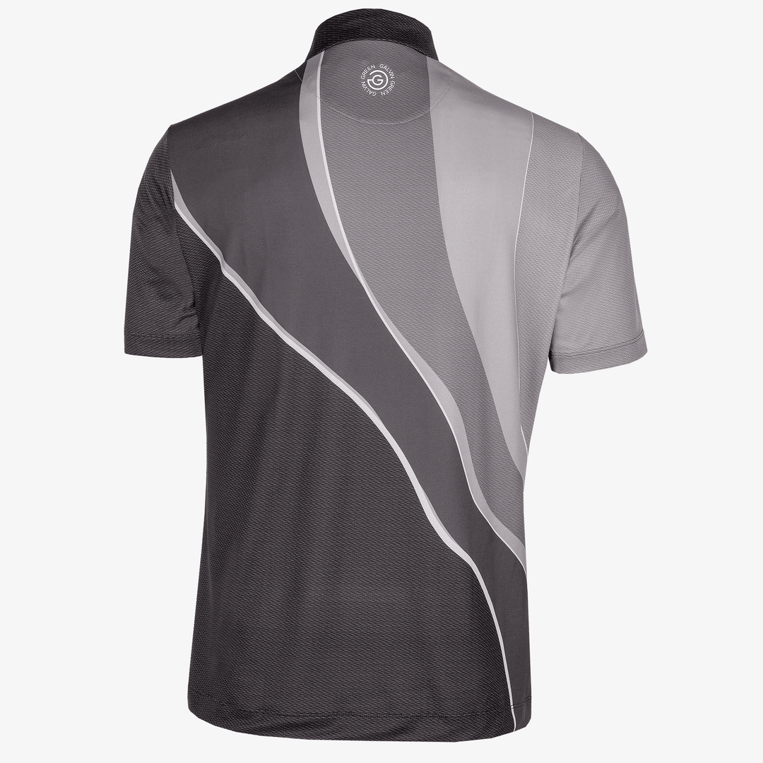 Mico is a Breathable short sleeve golf shirt for Men in the color Sharkskin/Forged Iron/Black(8)