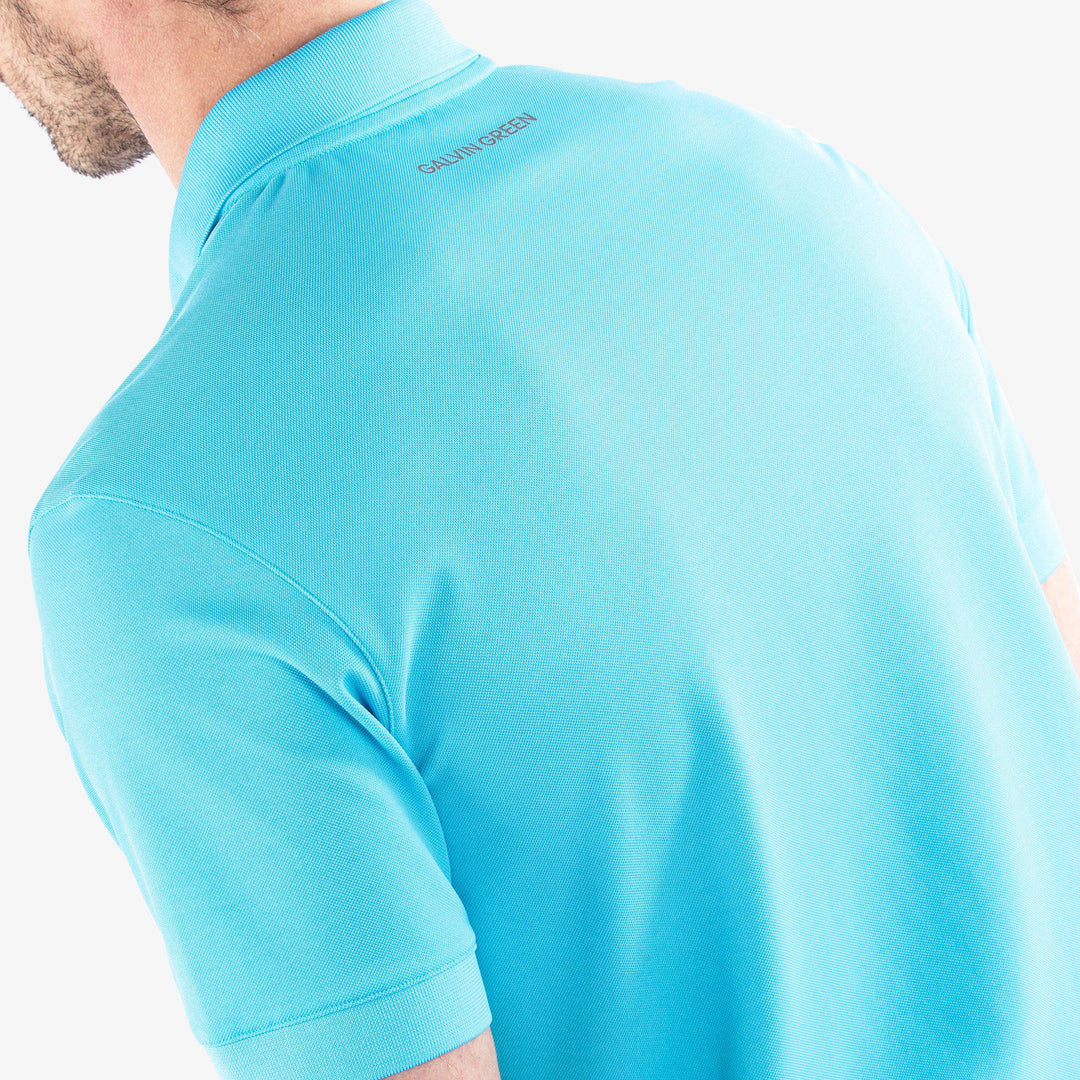 Maximilian is a Breathable short sleeve golf shirt for Men in the color Aqua(5)