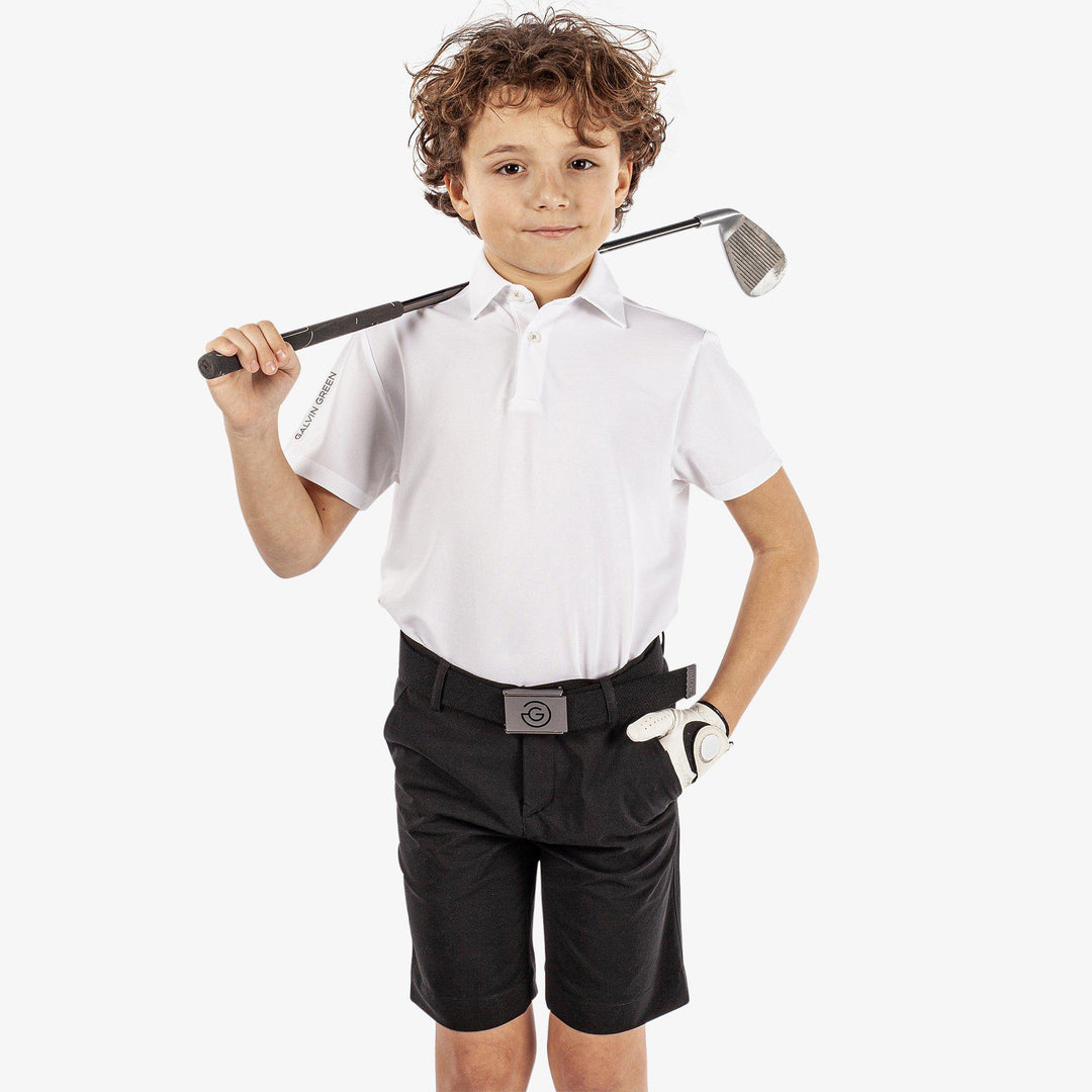 Rylan is a Breathable short sleeve golf shirt for Juniors in the color White(1)