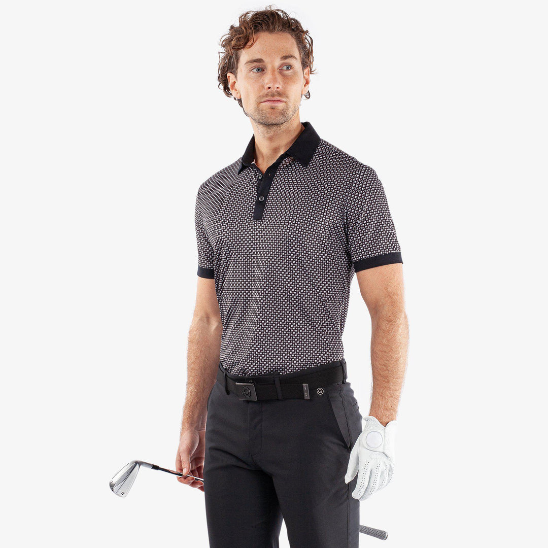 Mate is a Breathable short sleeve golf shirt for Men in the color Sharkskin/Black(1)