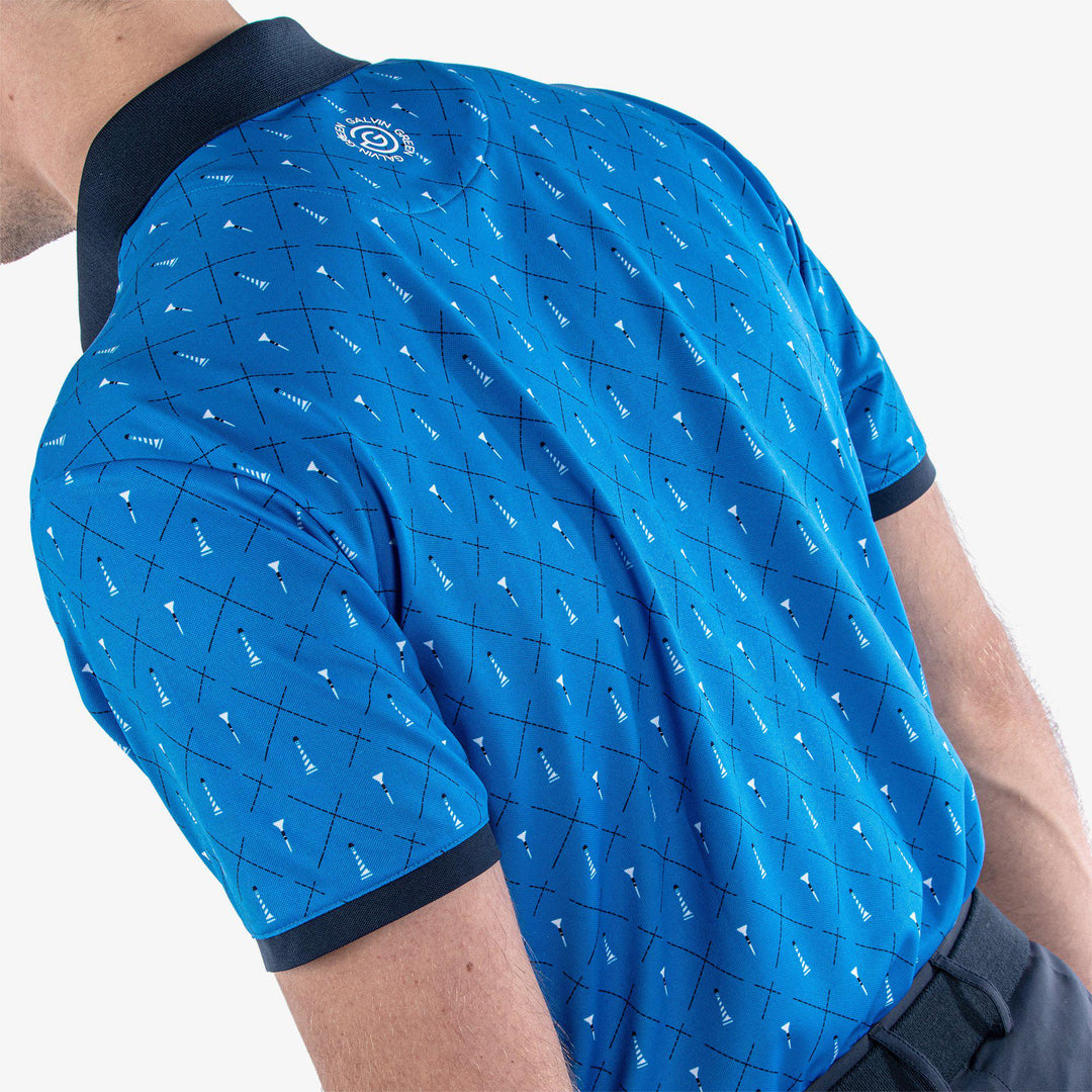 Manolo is a Breathable short sleeve golf shirt for Men in the color Blue/White/Navy(6)