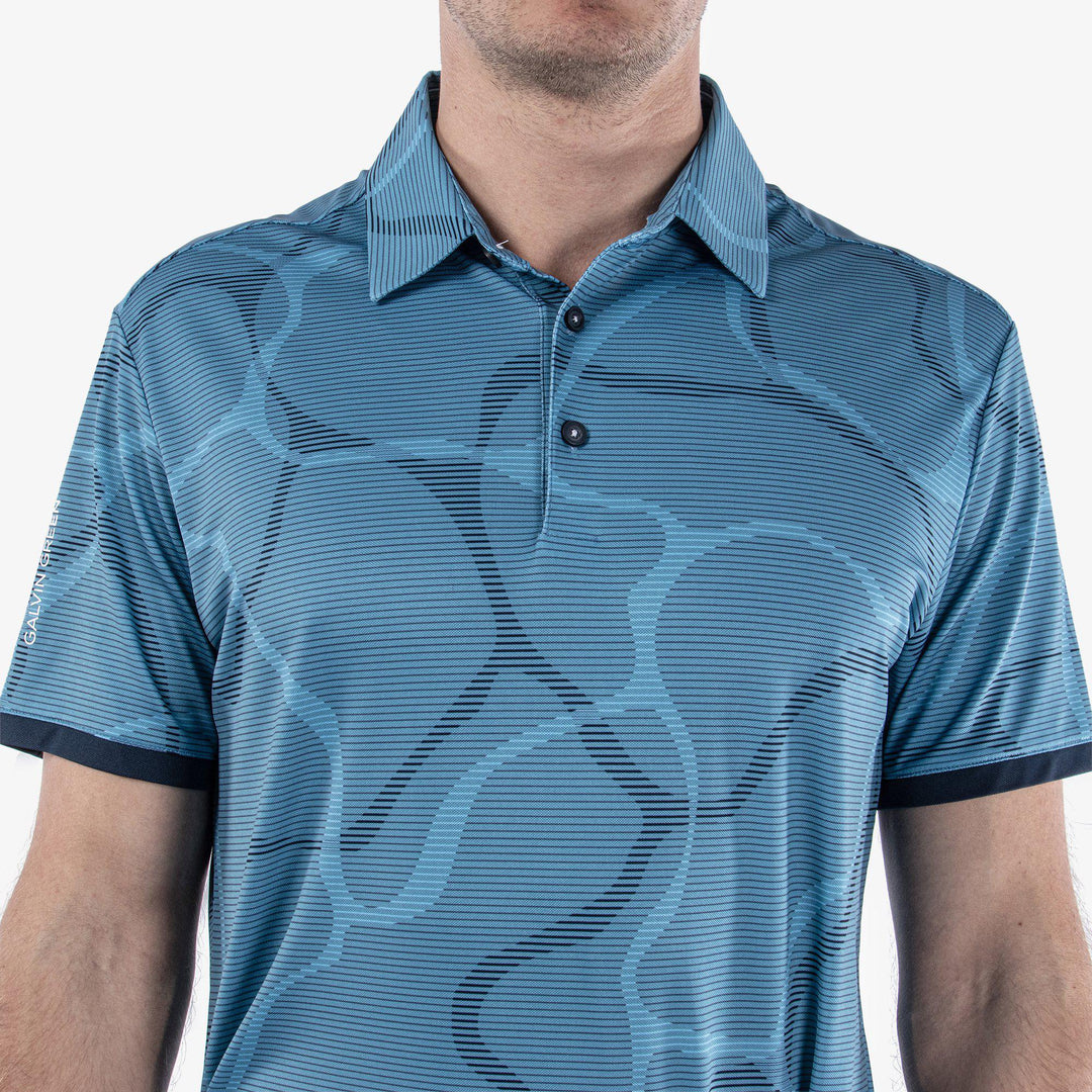 Markos is a Breathable short sleeve golf shirt for Men in the color Ensign Blue/Navy(4)