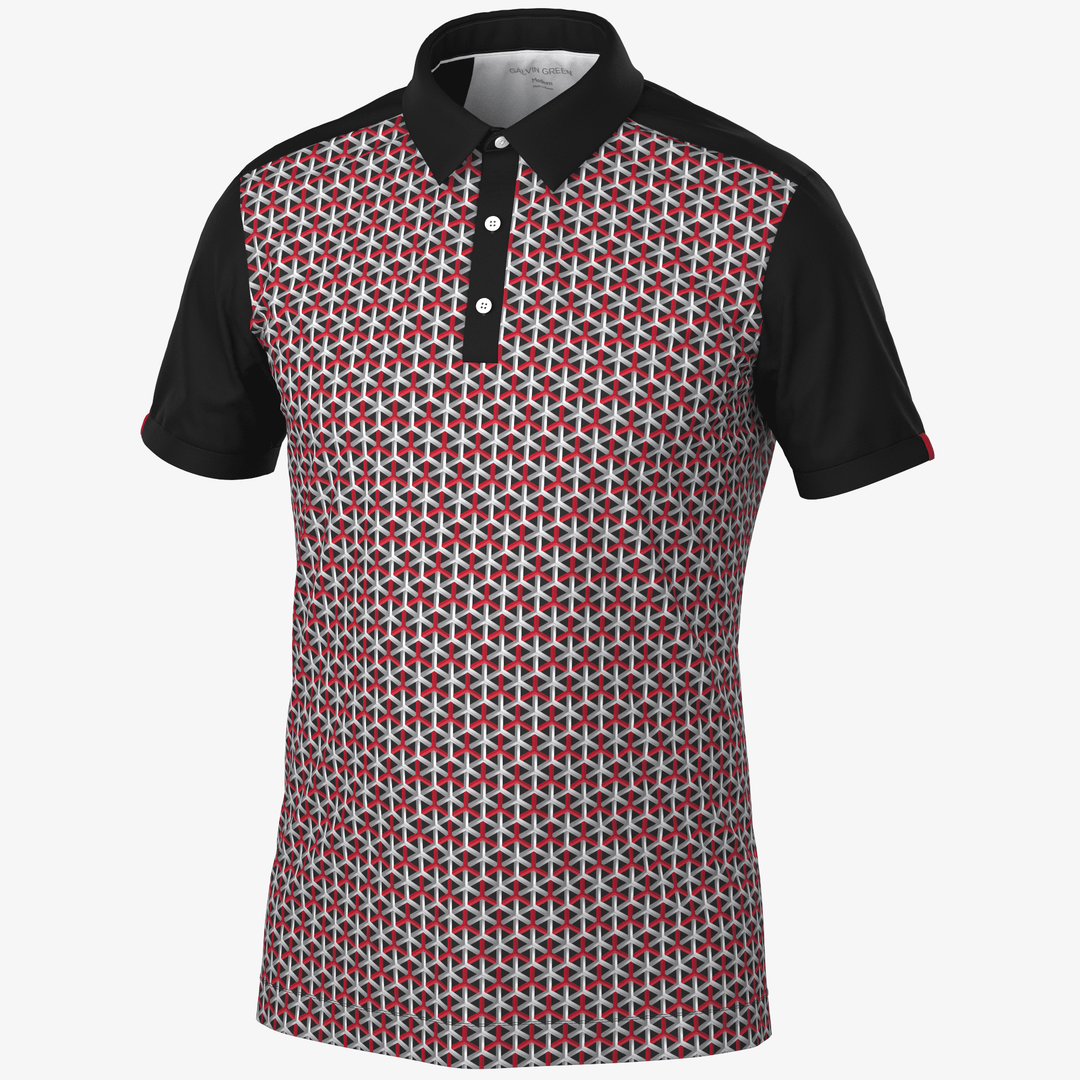 Mio is a Breathable short sleeve golf shirt for Men in the color Red/Black(0)