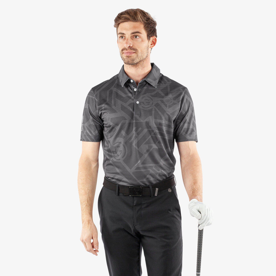 Maze is a Breathable short sleeve golf shirt for Men in the color Black(1)