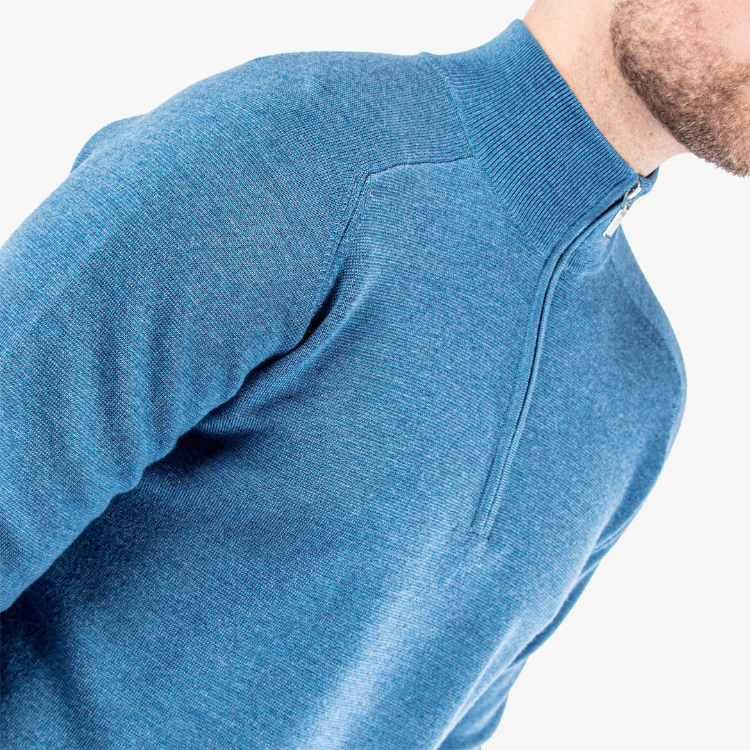 Chester is a Merino golf sweater for Men in the color Blue Melange (3)