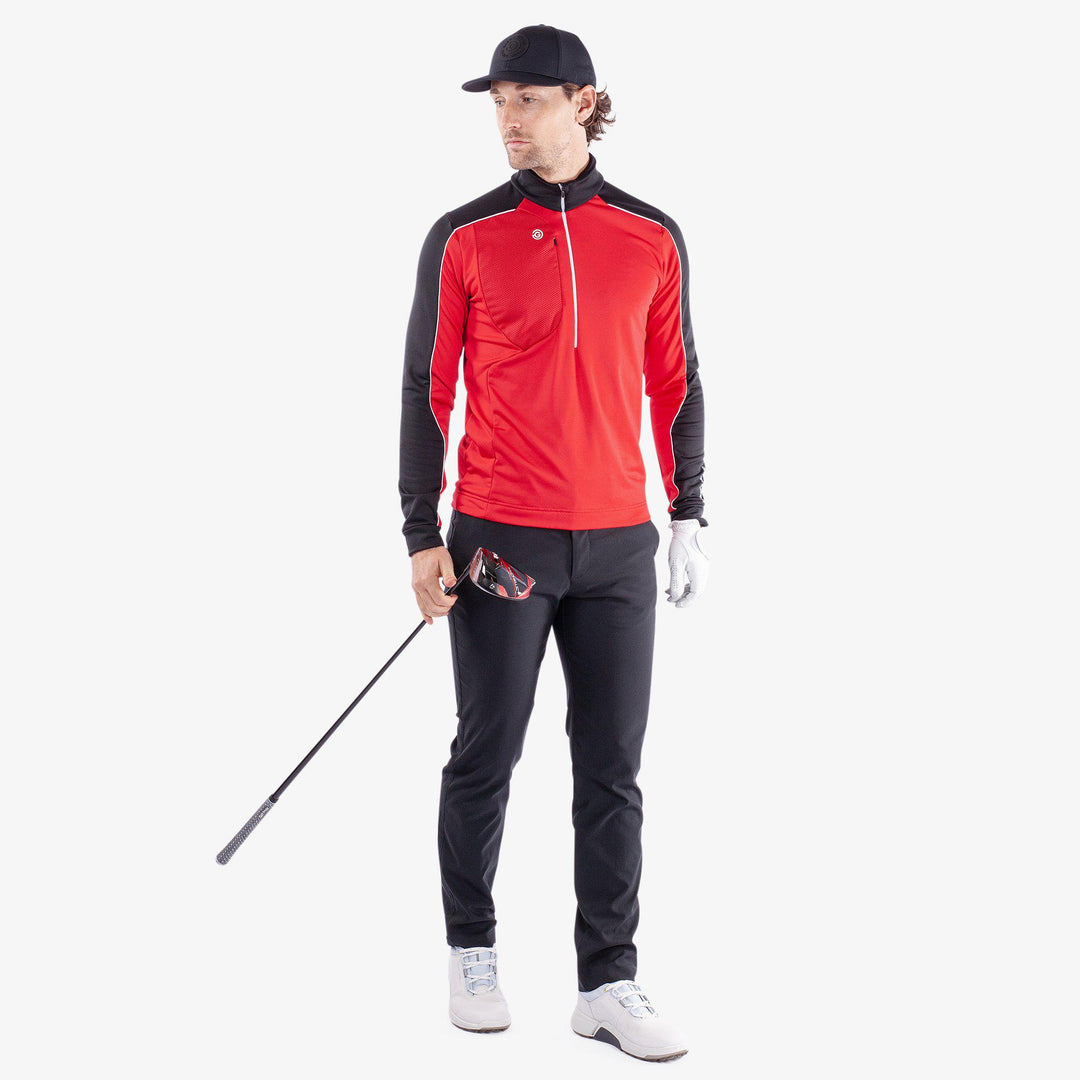 Dave is a Insulating golf mid layer for Men in the color Red/Black(2)