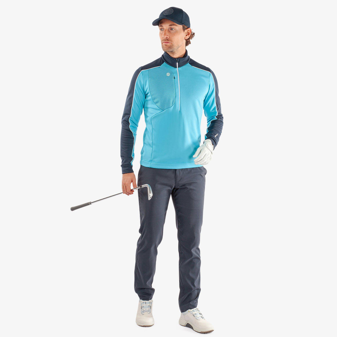 Dave is a Insulating golf mid layer for Men in the color Aqua/Navy(2)