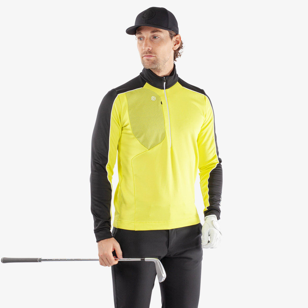 Dave is a Insulating golf mid layer for Men in the color Sunny Lime/Black(1)