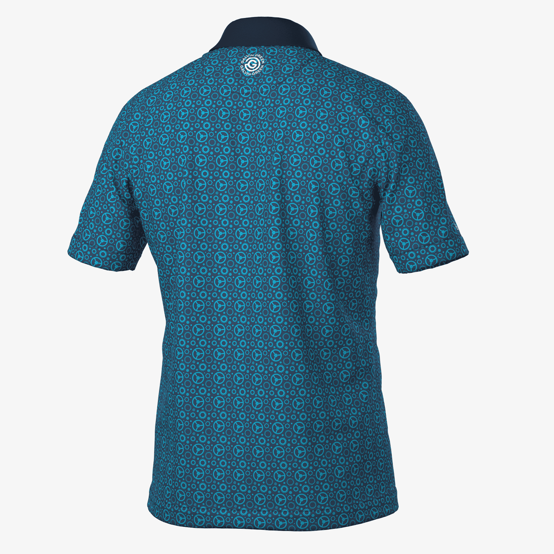 Miracle is a Breathable short sleeve golf shirt for Men in the color Aqua/Navy(7)