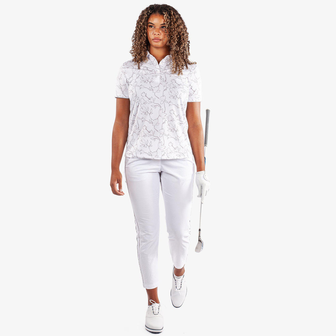 Mallory is a Breathable short sleeve golf shirt for Women in the color White/Cool Grey(2)