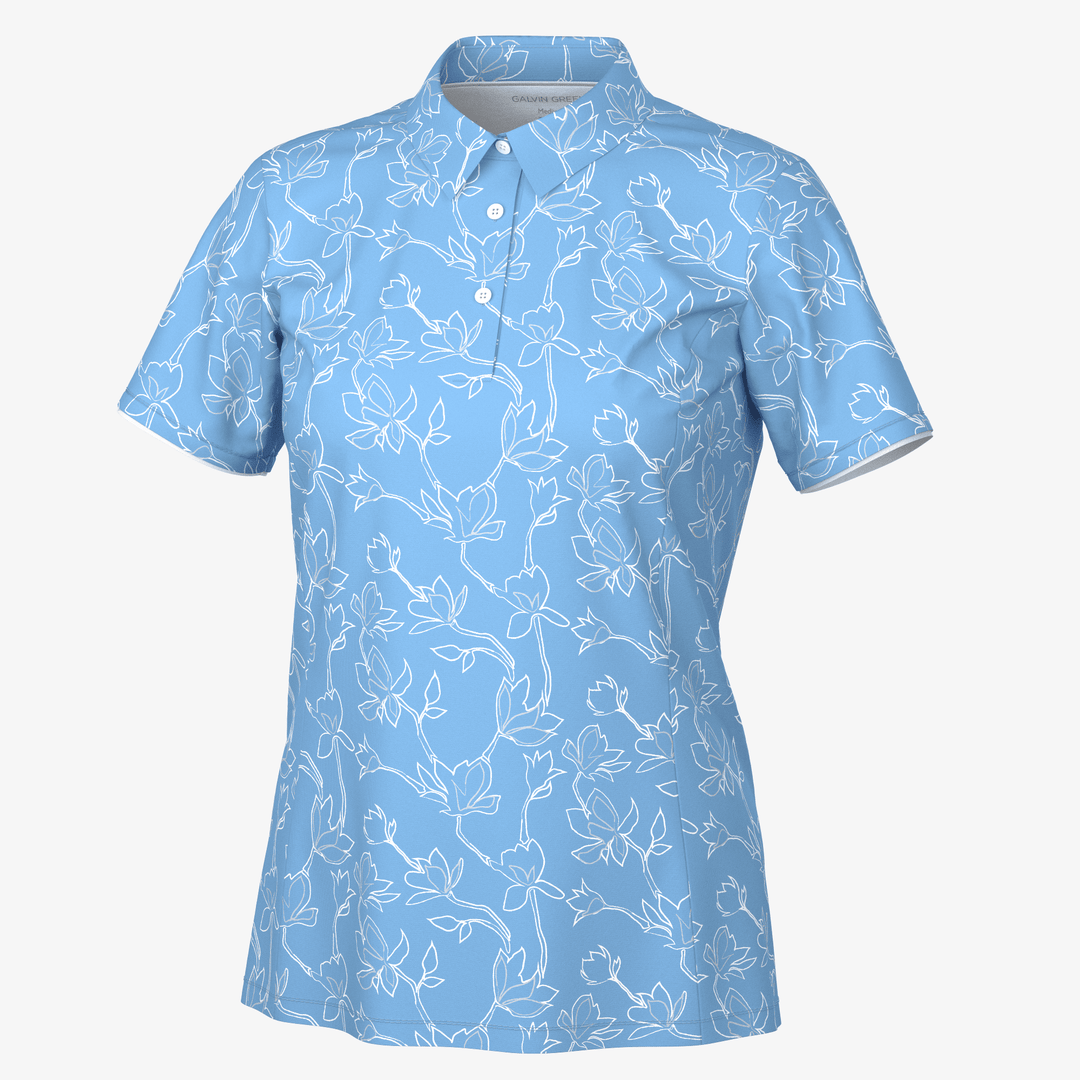 Mallory is a Breathable short sleeve golf shirt for Women in the color Alaskan Blue/White(0)