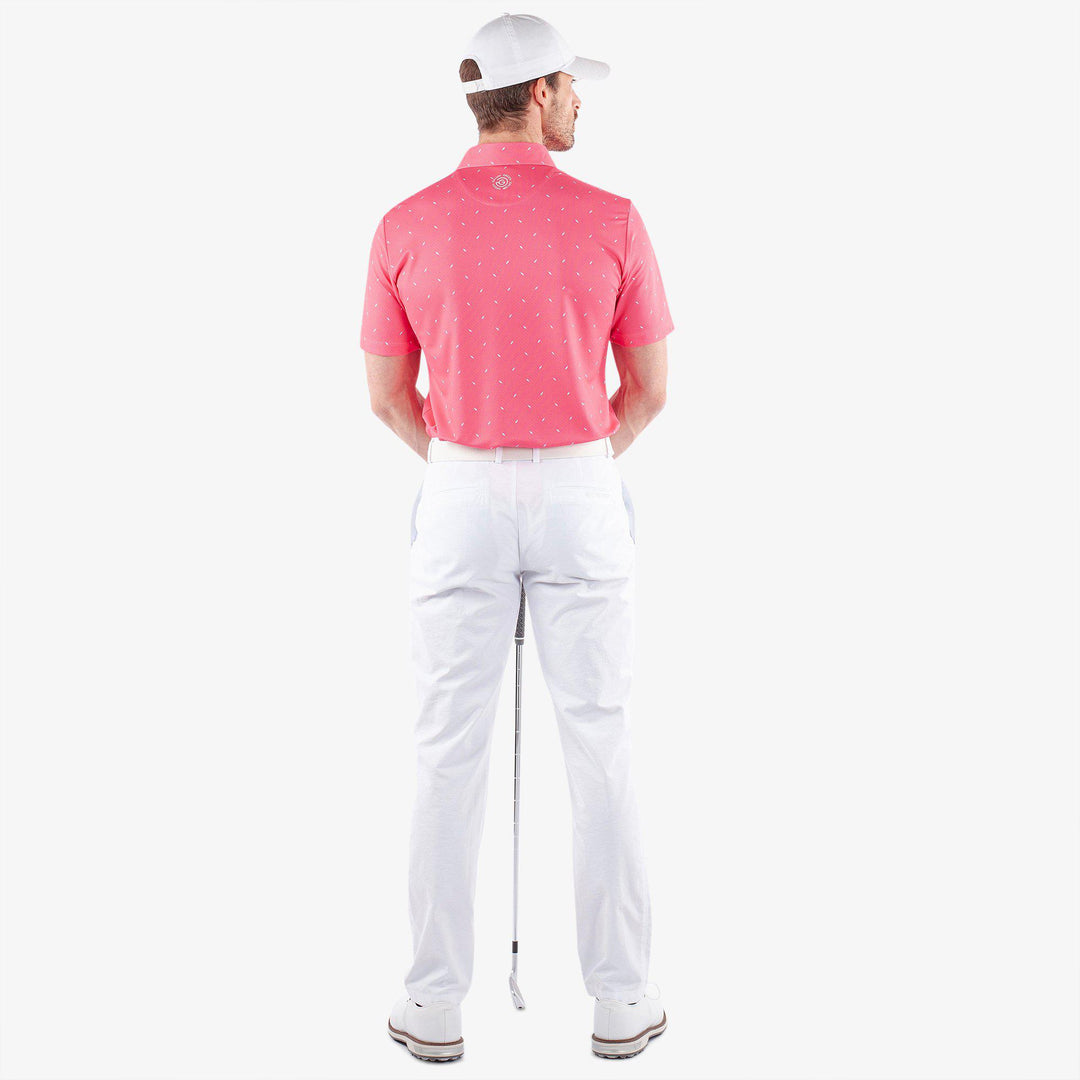 Miklos is a Breathable short sleeve golf shirt for Men in the color Camelia Rose(6)