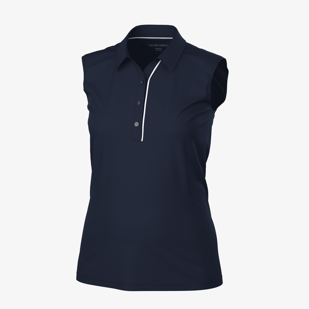 Meg is a Breathable short sleeve golf shirt for Women in the color Navy/White(0)