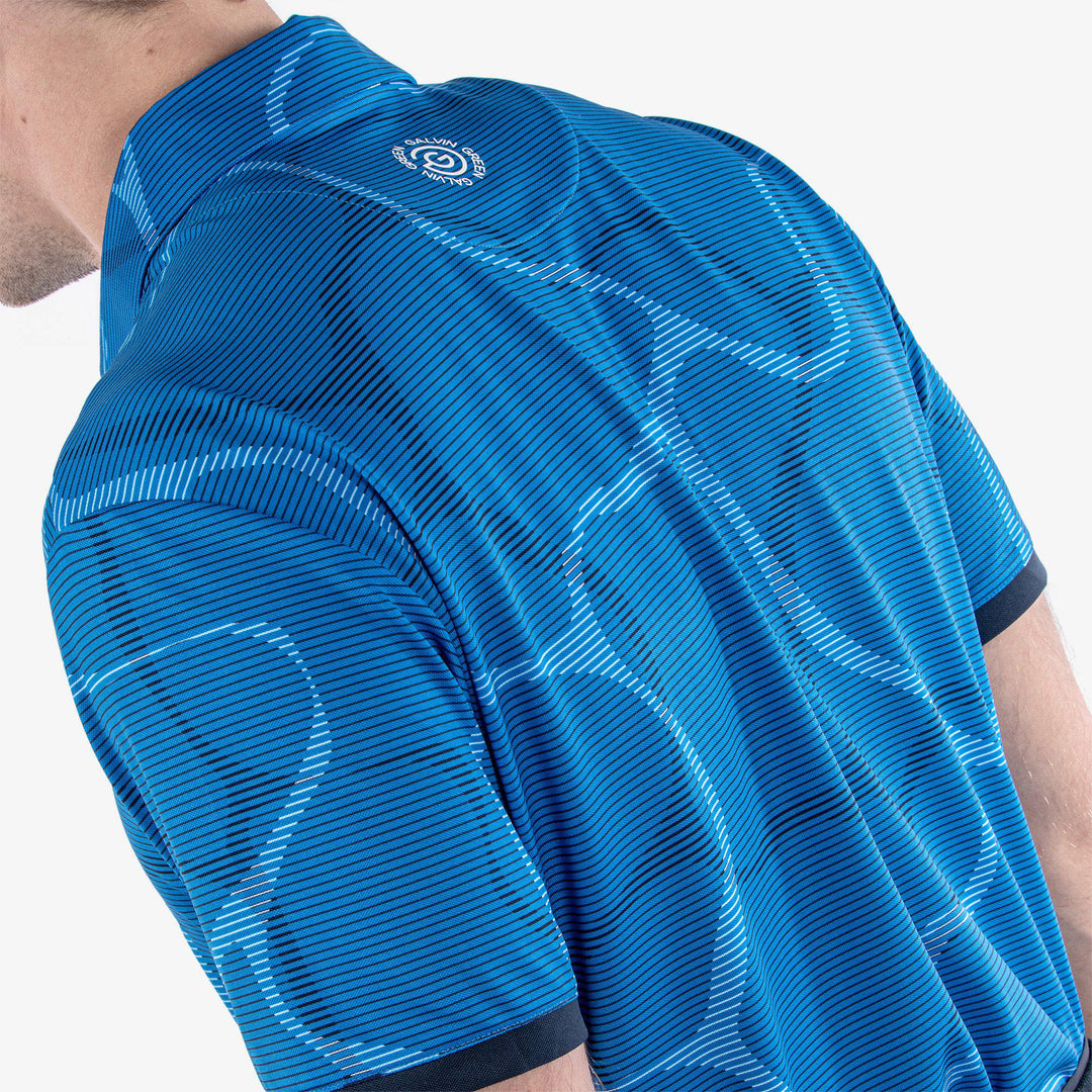 Markos is a Breathable short sleeve golf shirt for Men in the color Blue/Navy(6)
