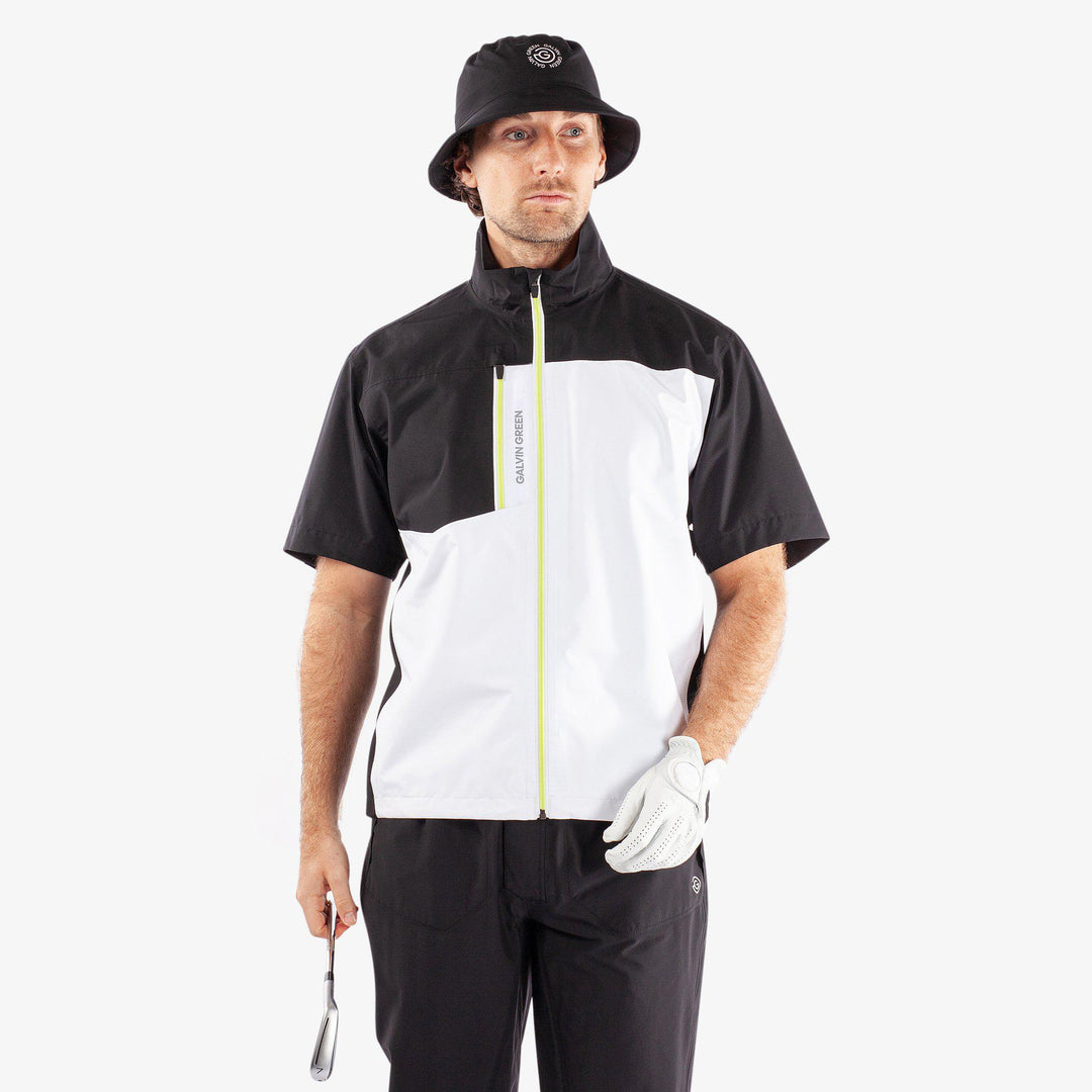 Axl is a Waterproof short sleeve jacket for Men in the color Black/White/Sunny Lime(1)