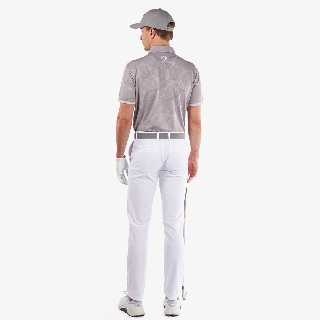 Markos is a Breathable short sleeve golf shirt for Men in the color Cool Grey/White(7)