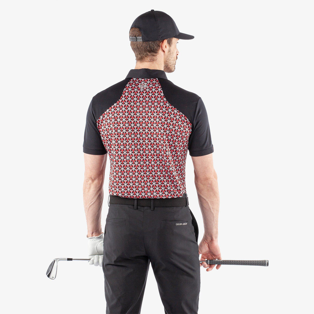 Mio is a Breathable short sleeve golf shirt for Men in the color Red/Black(4)
