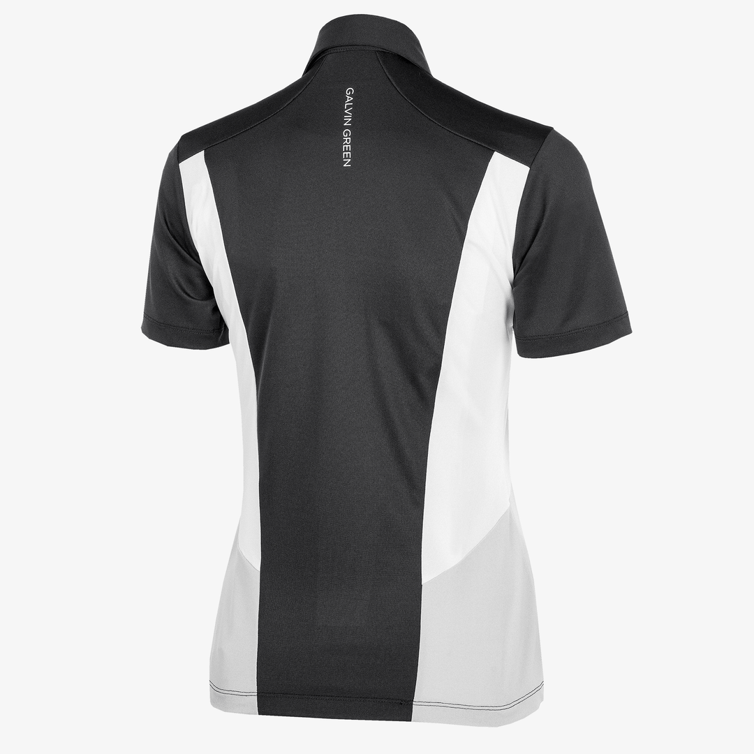 Melanie is a Breathable short sleeve golf shirt for Women in the color Black/White/Cool Grey(8)