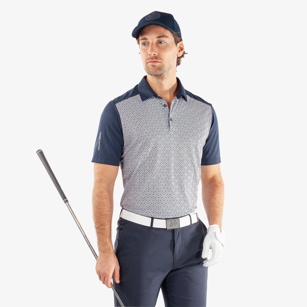 Mile is a Breathable short sleeve golf shirt for Men in the color Navy/Cool Grey(1)