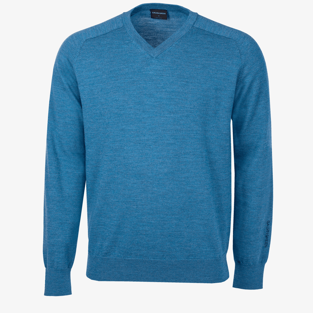 Carl is a Merino golf sweater for Men in the color Blue Melange (0)