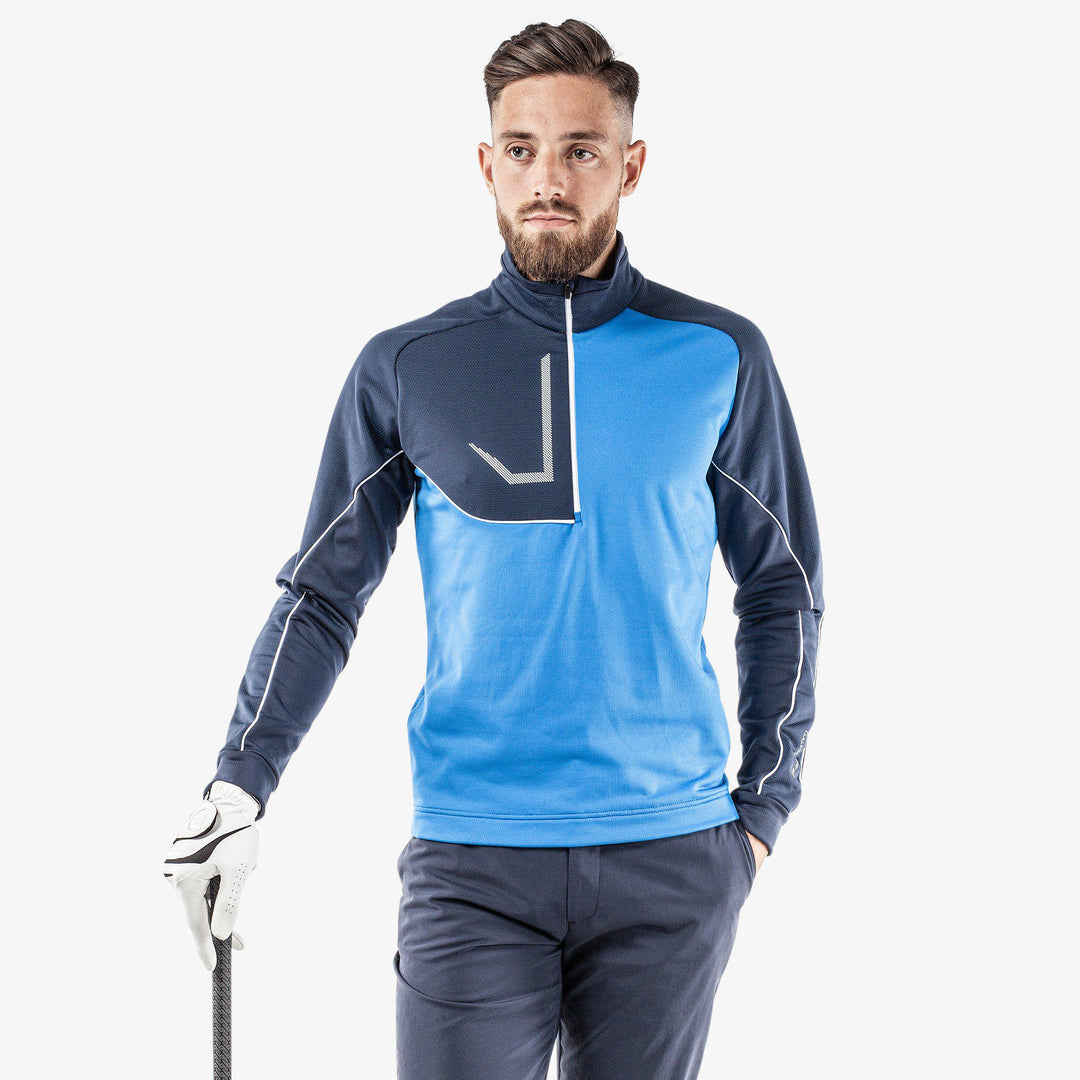 Daxton is a Insulating golf mid layer for Men in the color Blue/Navy/White(1)