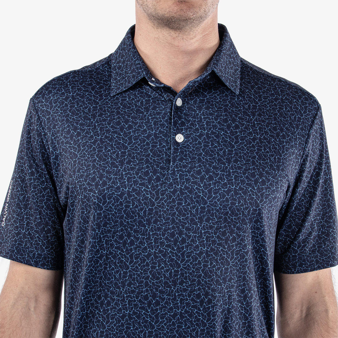 Mani is a Breathable short sleeve golf shirt for Men in the color Navy(4)