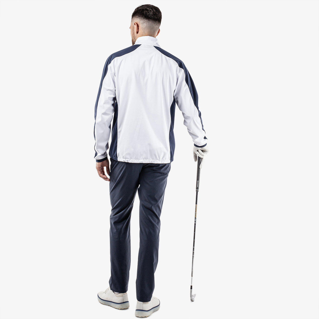 Lawrence is a Windproof and water repellent golf jacket for Men in the color White/Navy/Orange(8)