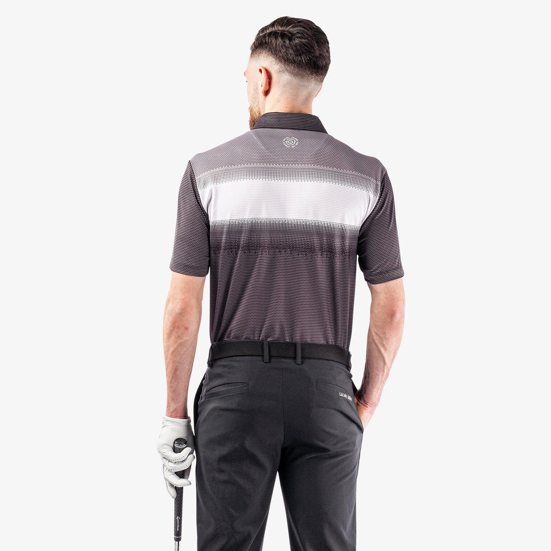 Mo is a Breathable short sleeve golf shirt for Men in the color Black/White/Sharkskin(6)