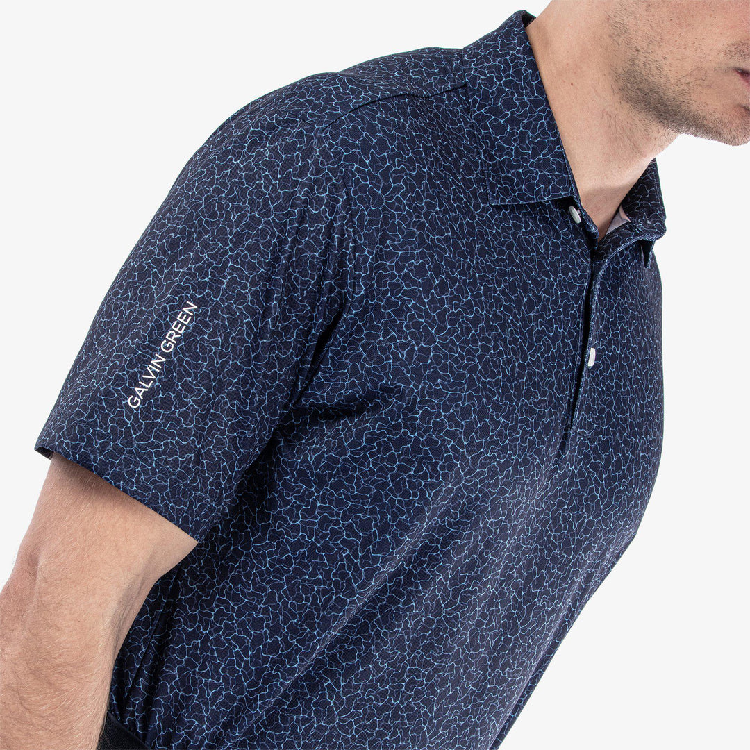 Mani is a Breathable short sleeve golf shirt for Men in the color Navy(3)