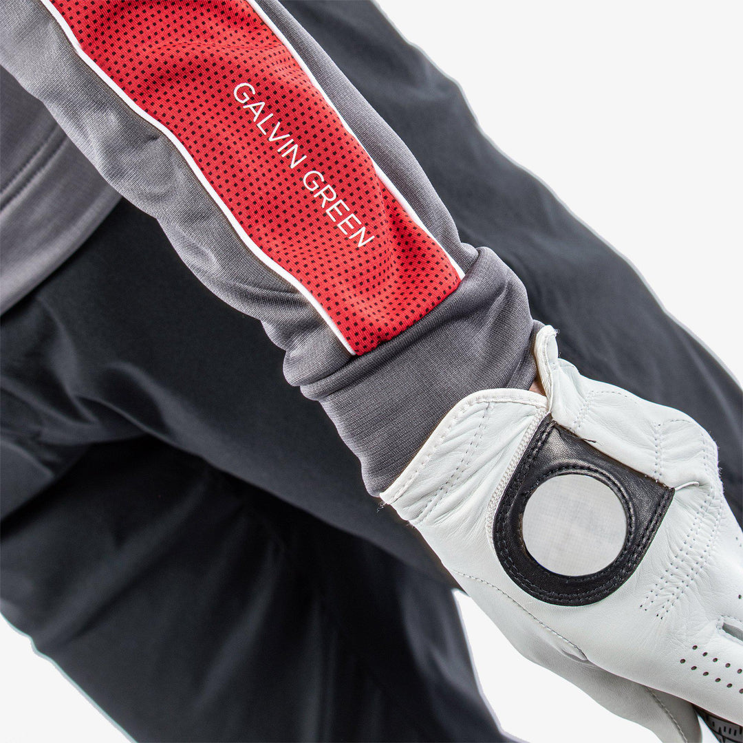 Daxton is a Insulating golf mid layer for Men in the color Forged Iron/Red/White (5)