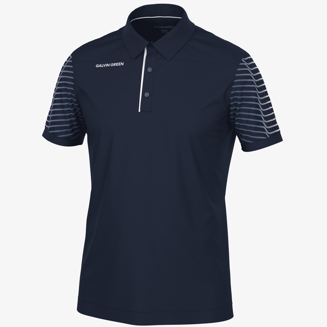 Milion is a Breathable short sleeve golf shirt for Men in the color Navy/White(0)