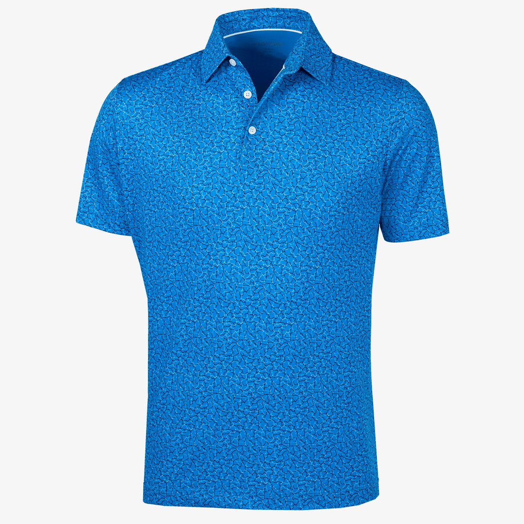 Mani is a Breathable short sleeve golf shirt for Men in the color Blue(0)