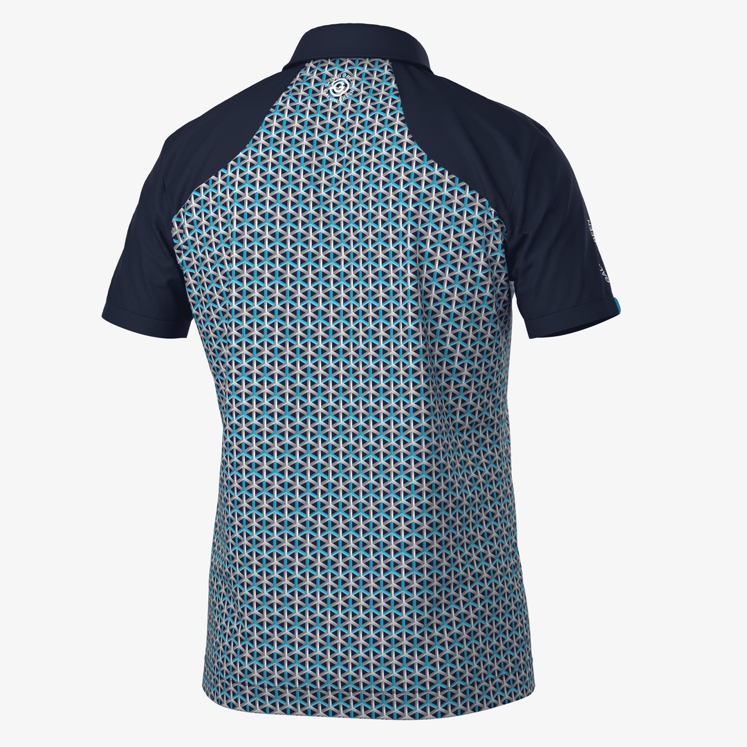 Mio is a Breathable short sleeve golf shirt for Men in the color Aqua/Navy(7)