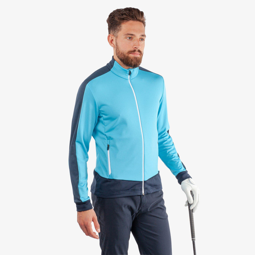 Dawson is a Insulating golf mid layer for Men in the color Aqua/Navy(1)
