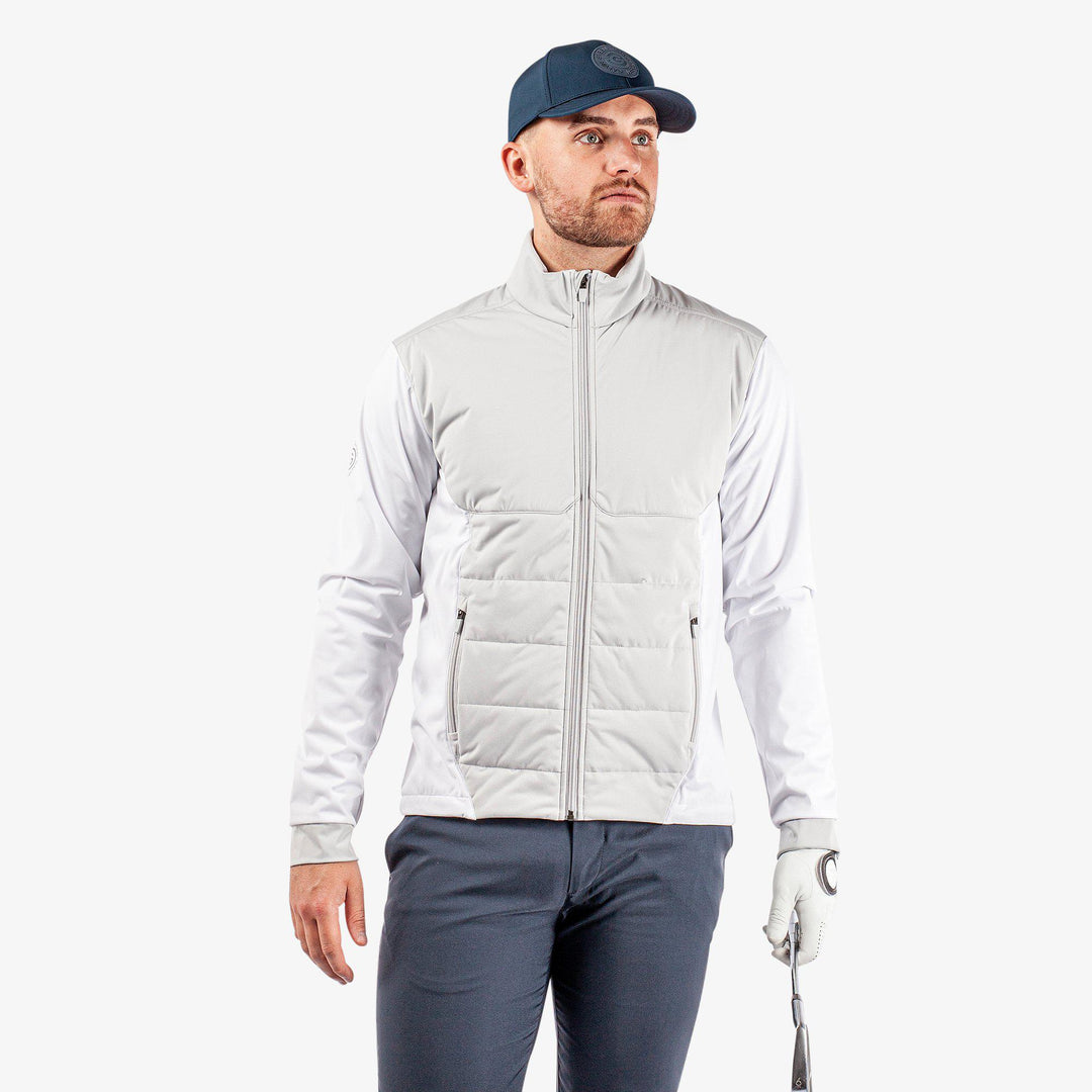 Leonard is a Windproof and water repellent golf jacket for Men in the color Cool Grey/White(1)