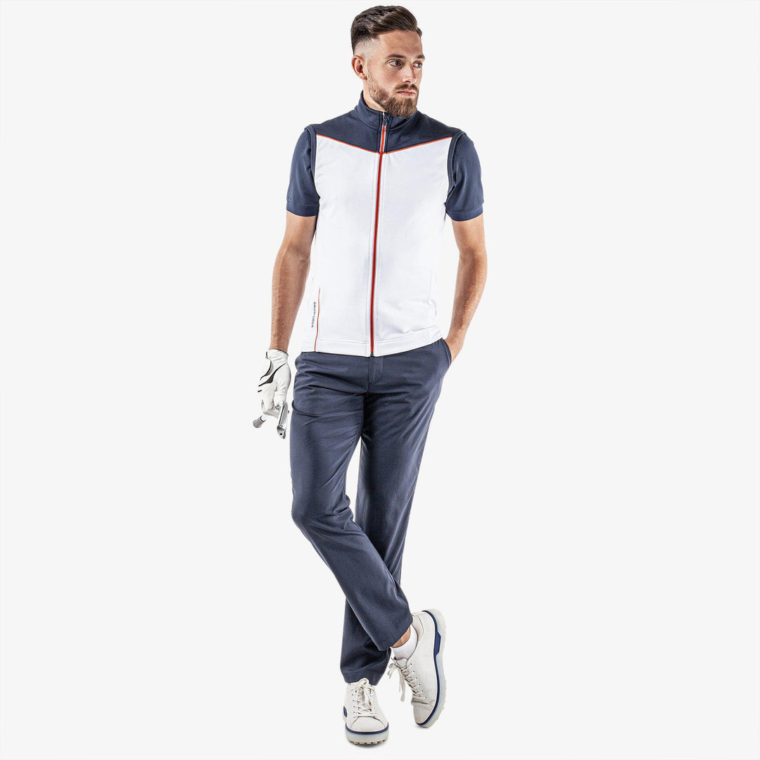 Davon is a Insulating golf vest for Men in the color White/Navy/Orange(2)