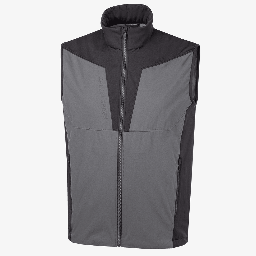 Lathan is a Windproof and water repellent golf vest for Men in the color Forged Iron/Black (0)