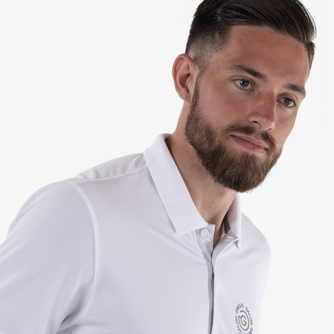 Max Tour is a Breathable short sleeve golf shirt for Men in the color White(2)