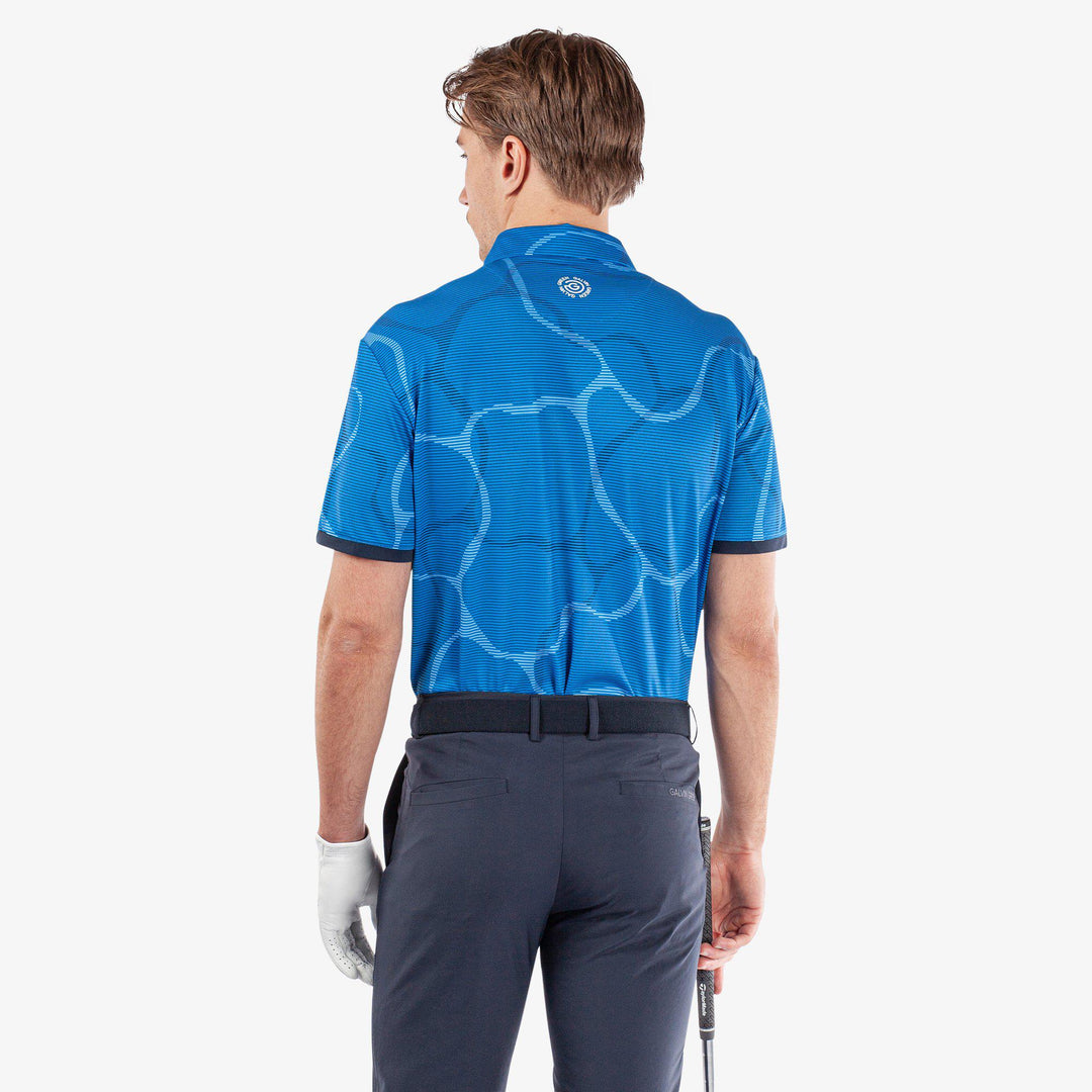 Markos is a Breathable short sleeve golf shirt for Men in the color Blue/Navy(5)