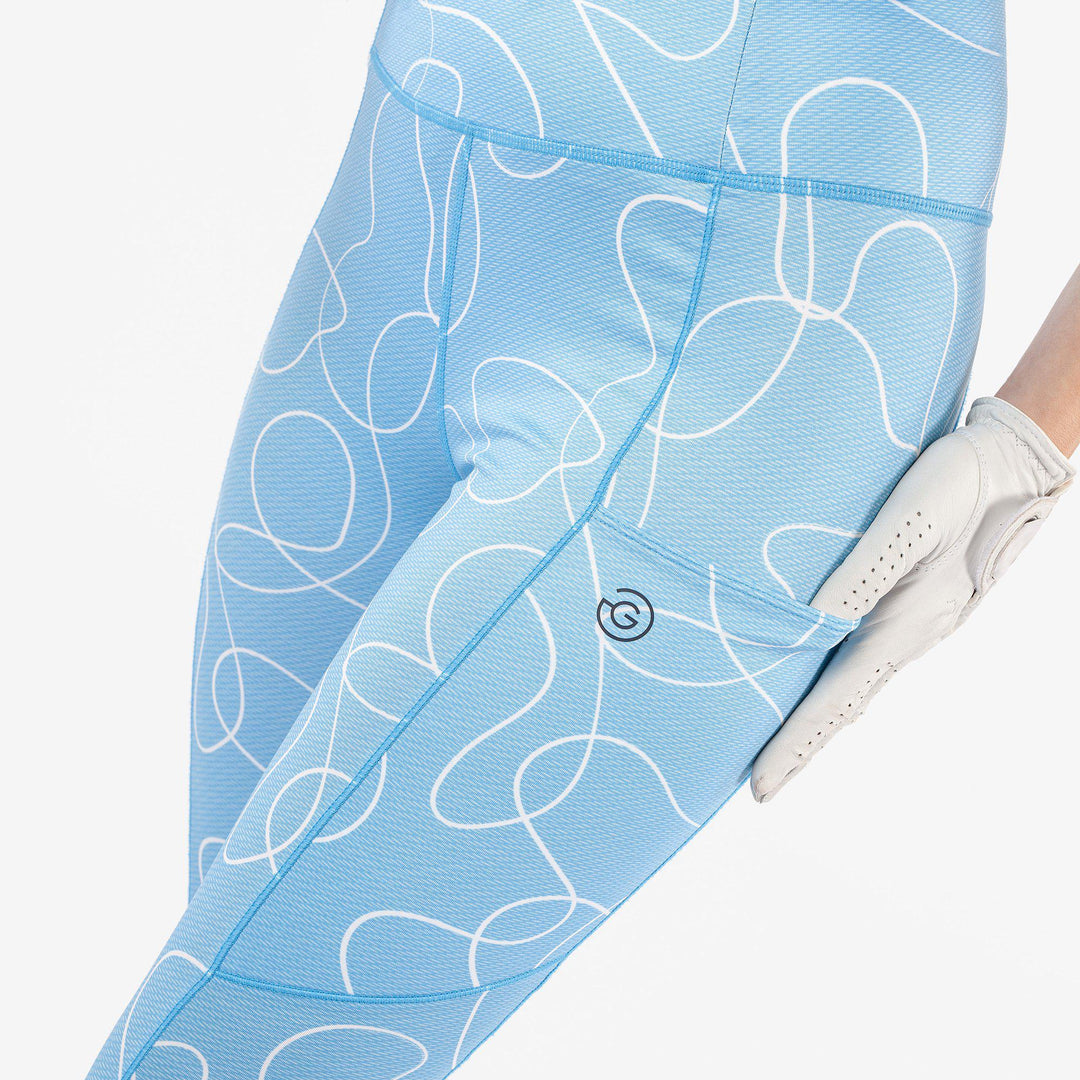 Nicoline is a Breathable and stretchy golf leggings for Women in the color Alaskan Blue/White(3)