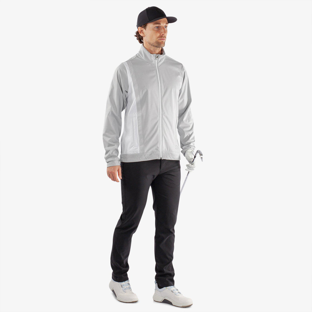 Lucien is a Windproof and water repellent golf jacket for Men in the color Cool Grey/White(2)
