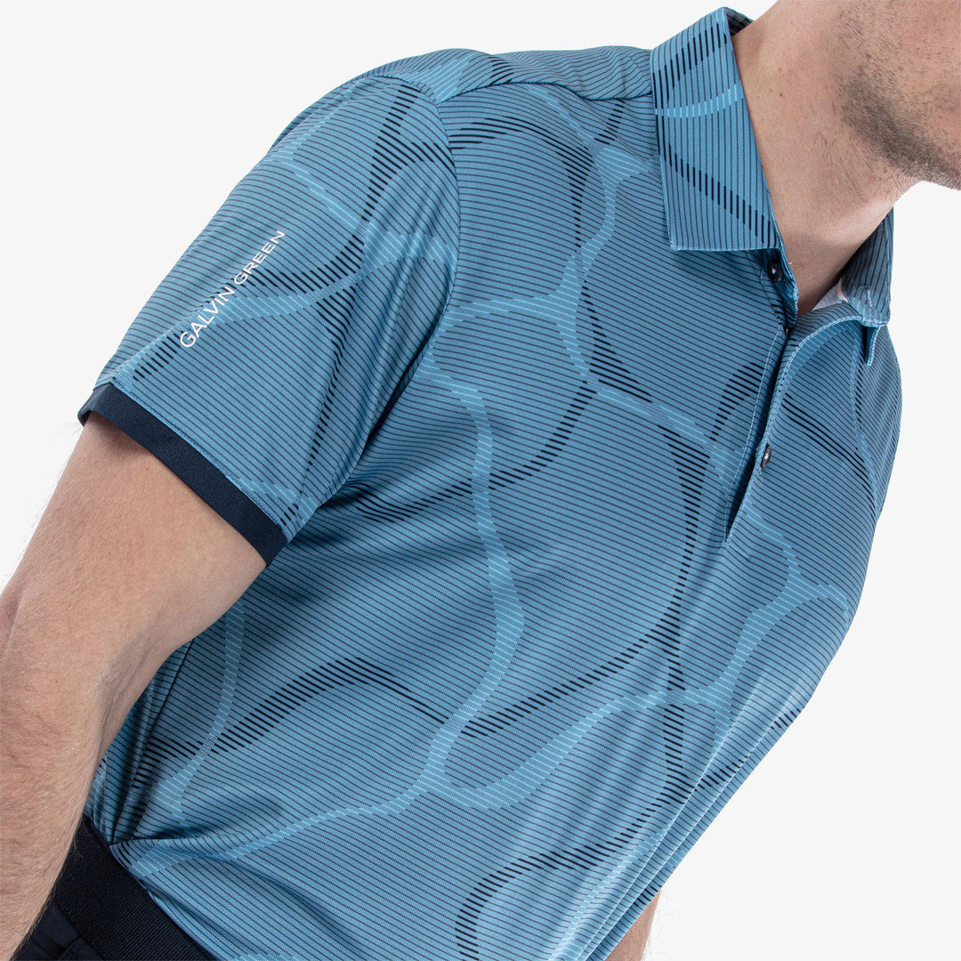 Markos is a Breathable short sleeve golf shirt for Men in the color Ensign Blue/Navy(3)