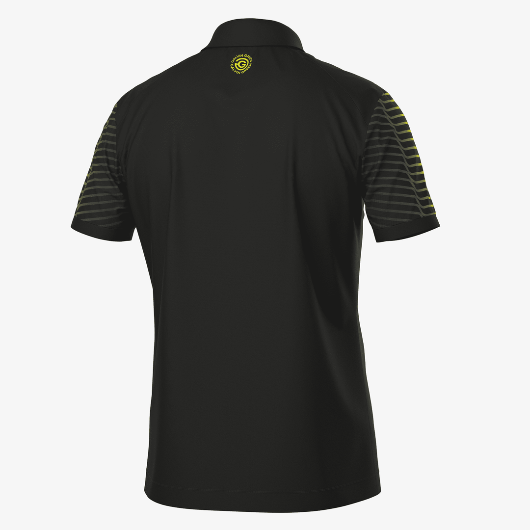 Milion is a Breathable short sleeve golf shirt for Men in the color Black/Sunny Lime(7)