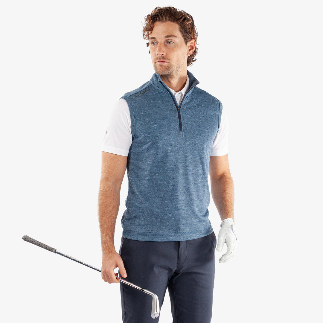 Del is a Insulating golf vest for Men in the color Blue Melange (1)
