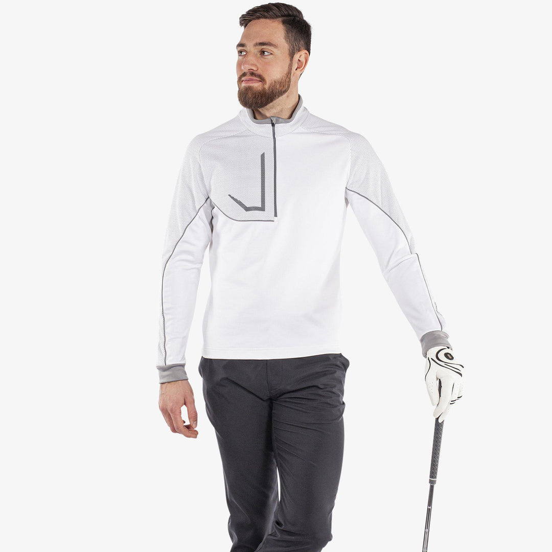 Daxton is a Insulating golf mid layer for Men in the color White/Cool Grey/Sharkskin(1)