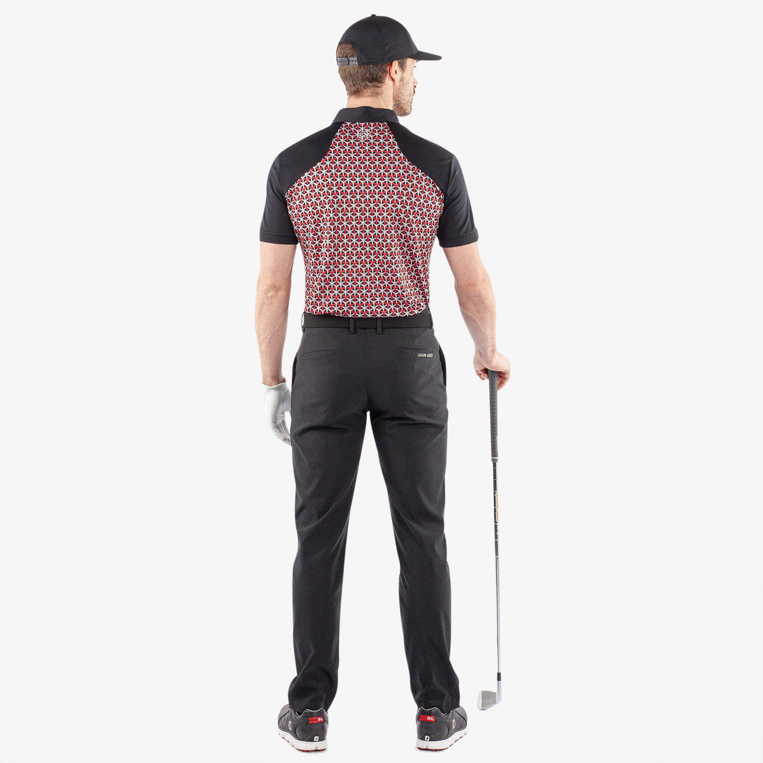 Mio is a Breathable short sleeve golf shirt for Men in the color Red/Black(6)