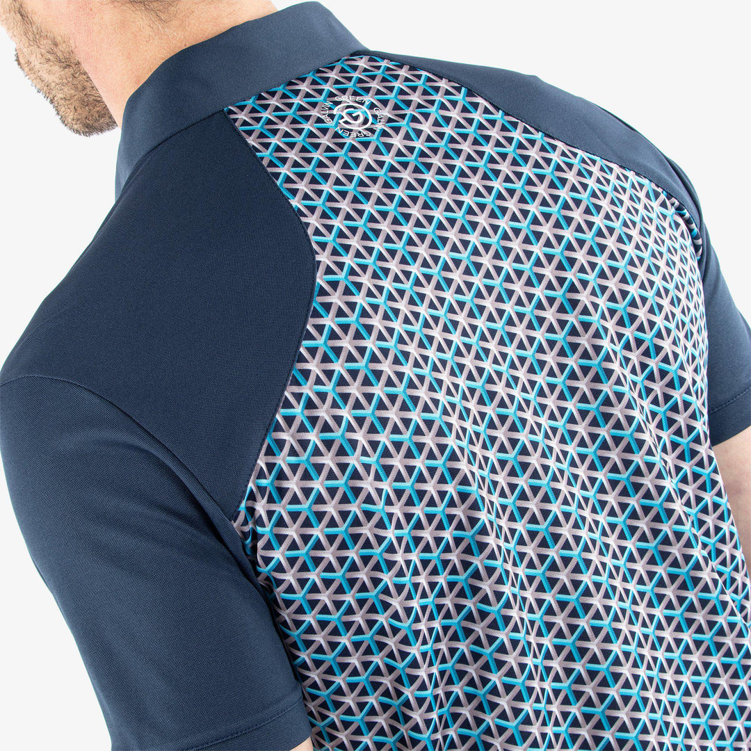 Mio is a Breathable short sleeve shirt for  in the color Aqua/Navy(5)