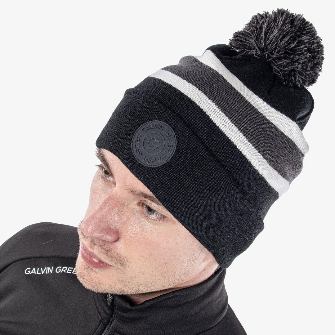 Leighton is a Insulating golf hat in the color Black/Forged Iron/White(2)